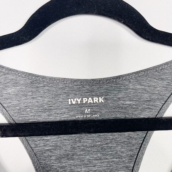 Ivy Park Laser Cut Logo Racerback Tank Top Heather Gray Womens Medium M Workout - Picture 7 of 10